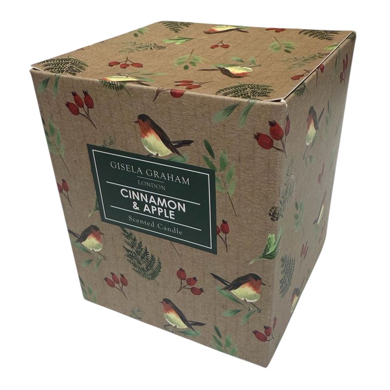 Gisela Graham Robin & Rosehips Boxed Cinnamon & Apple Candle Large 51675 main