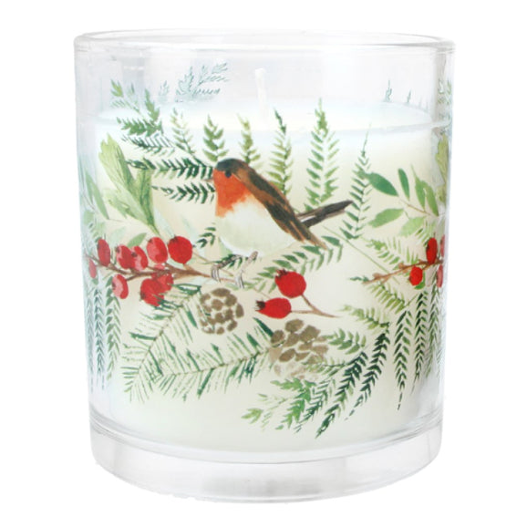 Gisela Graham Robin & Rosehips Boxed Cinnamon & Apple Candle Large 51675 votive