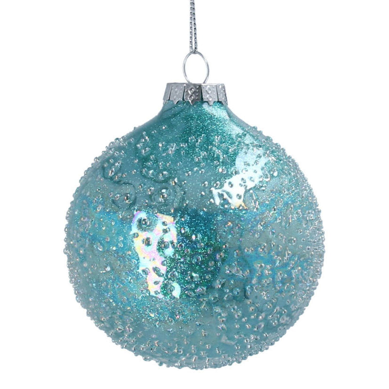 Turquoise Soap Bubble Embossed Glass Bauble