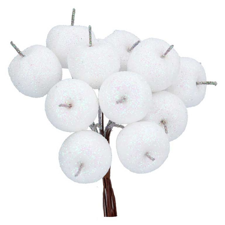 Gisela Graham White Sparkling Mini Apple Bunch 40137 main