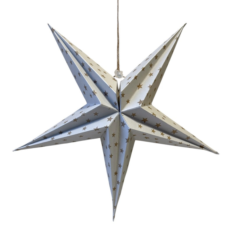 Gisela Graham White & Gold Stars Paper Star Decoration 10946 front