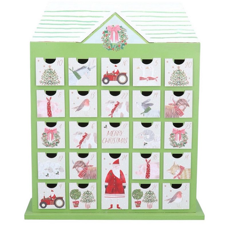 Gisela Graham Wooden Farm House Advent 39057 main