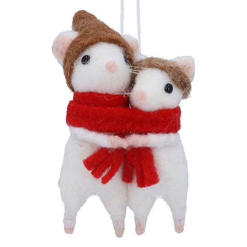 Gisela Graham Wool Hugging Mice Decoration 10429 front