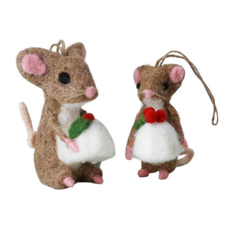 Gisela Graham Wool Mouse With Christmas Pudding Decoration 10146 selection