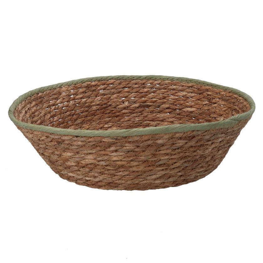 Gisela Graham Woven Basket Green Trim Natural 38047 main