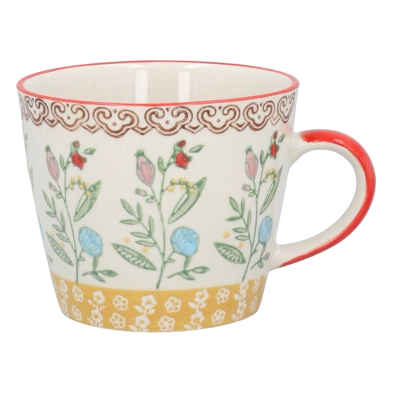 Gisela Graham Yellow Band Rosehip Stoneware Mug 33001 front