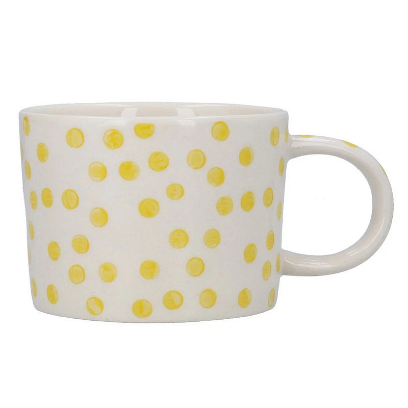 Gisela Graham Yellow Dots Stoneware Mug 80416 front