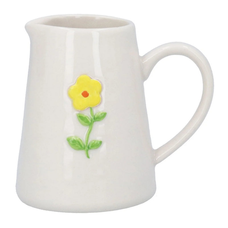 Gisela Graham Yellow Flower Stoneware Mini Jug 80377 front