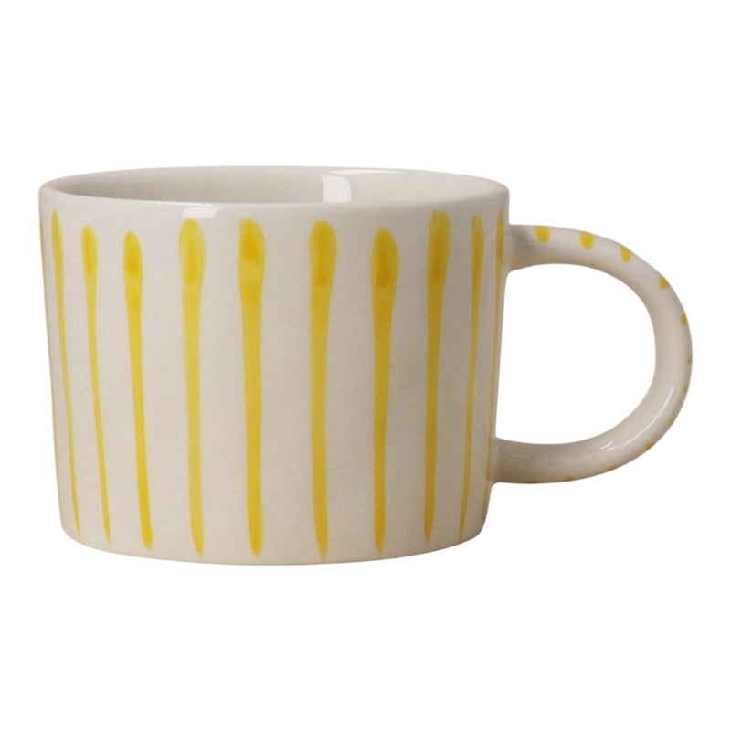 Gisela Graham Yellow Stripes Stoneware Mug 80420 front