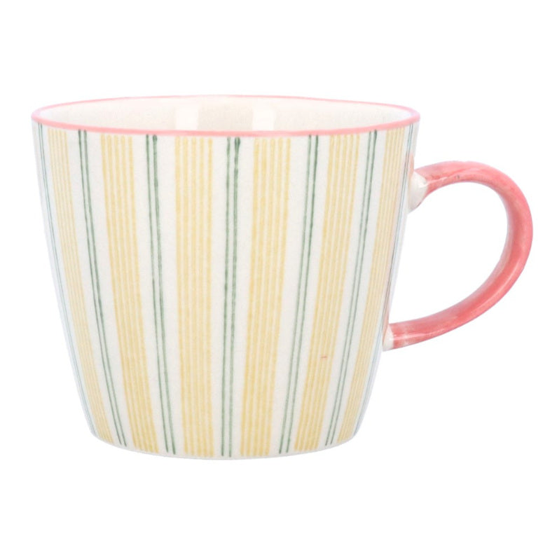 Gisela Graham Yellow Stripy Stoneware Mug front