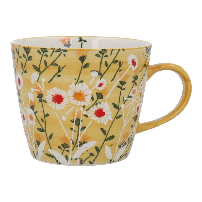 Gisela Graham Yellow Wild Daisy Stoneware Mug 33343 front