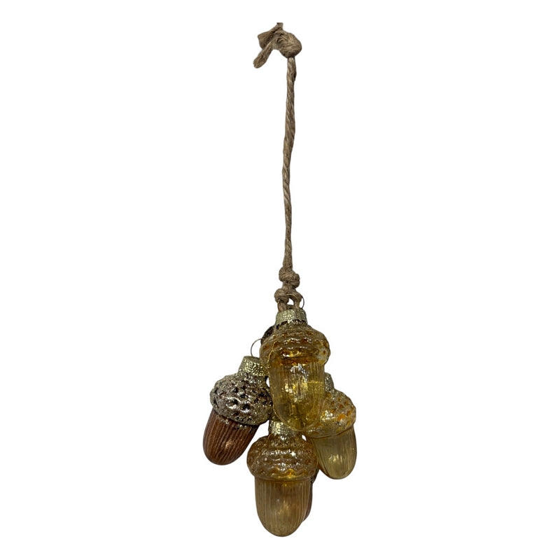 Gisela Graham Acorn Glass Cluster Decoration 01557 with string hanging loop