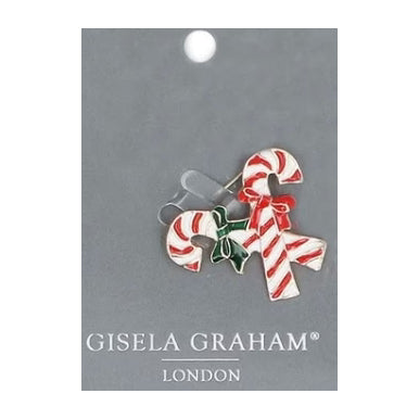 Gisela Graham Christmas Diamante & Metal Brooch Assorted 36378 Candy Canes