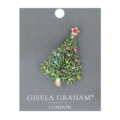 Gisela Graham Christmas Diamante & Metal Brooch Assorted 36378 Christmas Tree