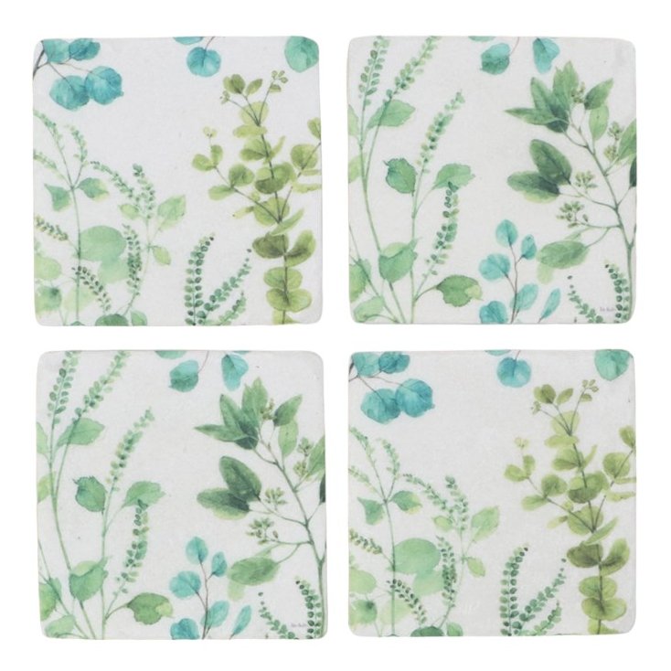 Gisela Graham Eucalyptus Resin Coaster 33335 assorted