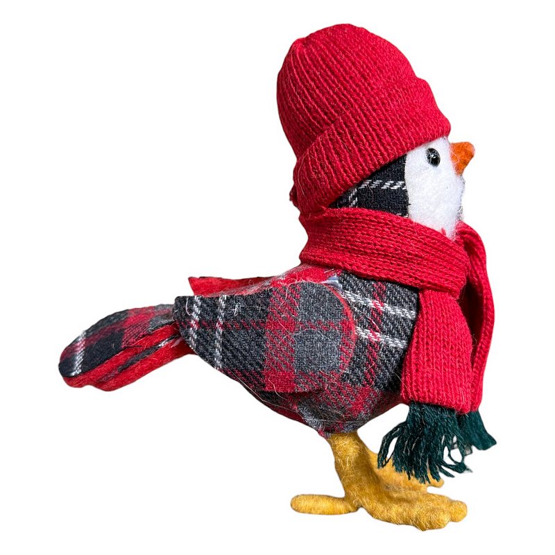 Gisela Graham Fabric Bird Ornament in Winter Outfit 38712 style 1 side