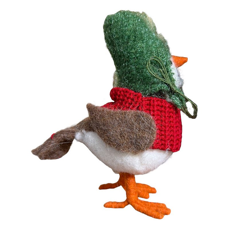 Gisela Graham Fabric Bird Ornament in Winter Outfit 38712 style 2 side