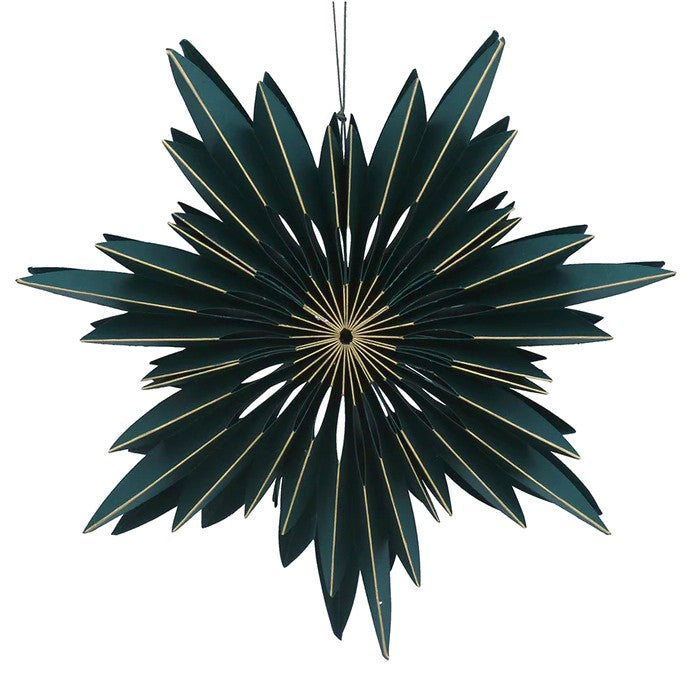 Green & Gold Paper Snowflake Decoration