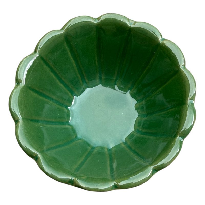 Green Stoneware Fluted Bowl Mini