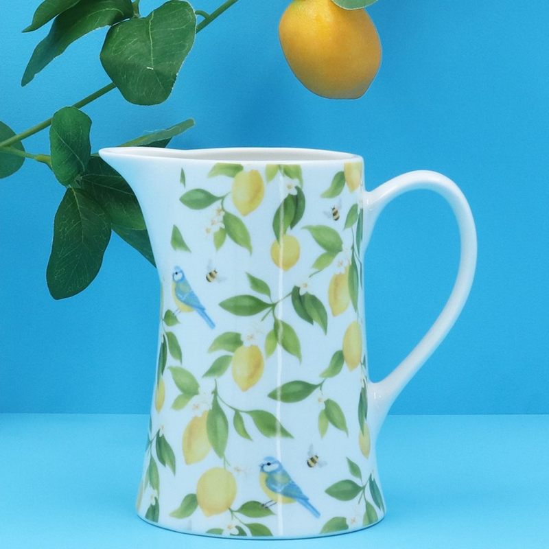 Gisela Graham Lemon & Blue Tits Bone China Jug Medium 80103 lifestyle