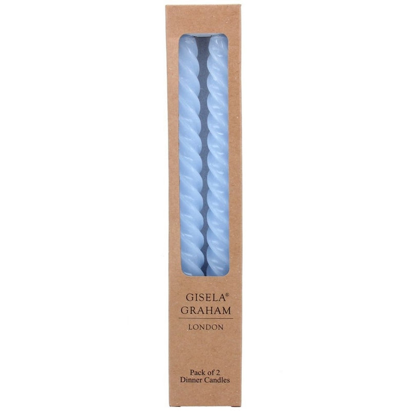 Gisela Graham Pastel Blue Twist Taper Candle Pair 51527 boxed