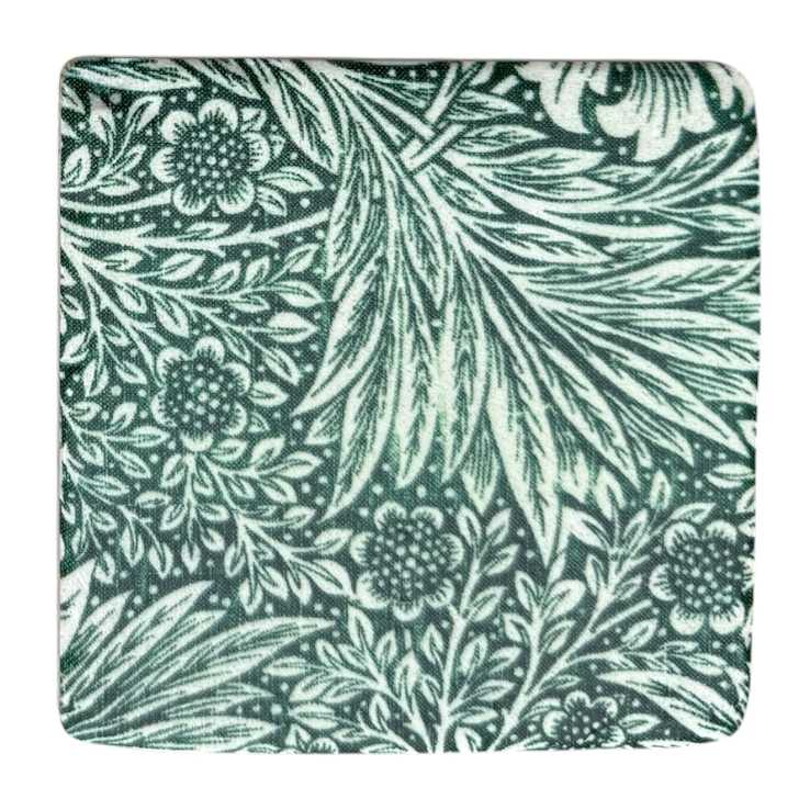 Gisela Graham Period Dark Green Floral Leaves Resin Coaster 37709 style 4