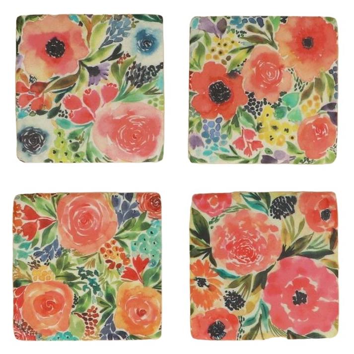 Gisela Graham Summer Blooms Resin Coaster 33308 assorted