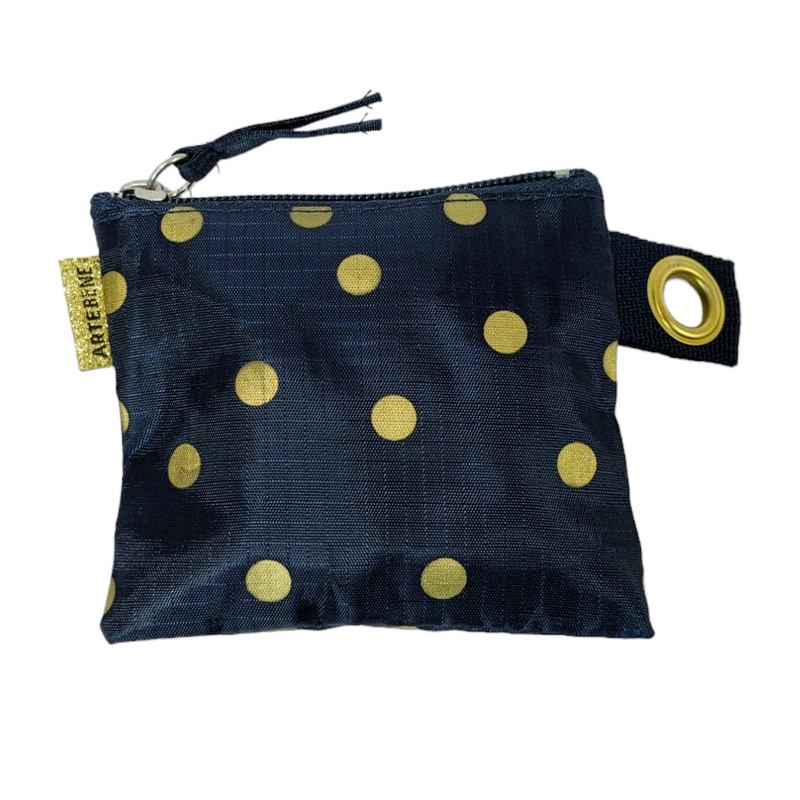 Gold Spots on Navy Coin Pouch
