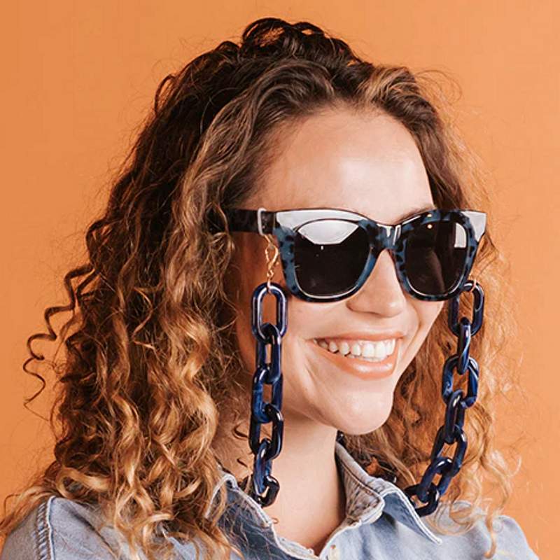 Goodlookers Glasses Chain Chunky Oval Blue Marble GX1065BLU model 2