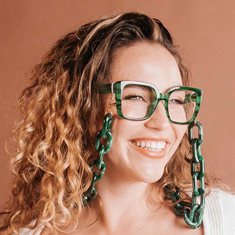 Goodlookers Glasses Chain Chunky Oval Green Marble GX1065GRN model 2