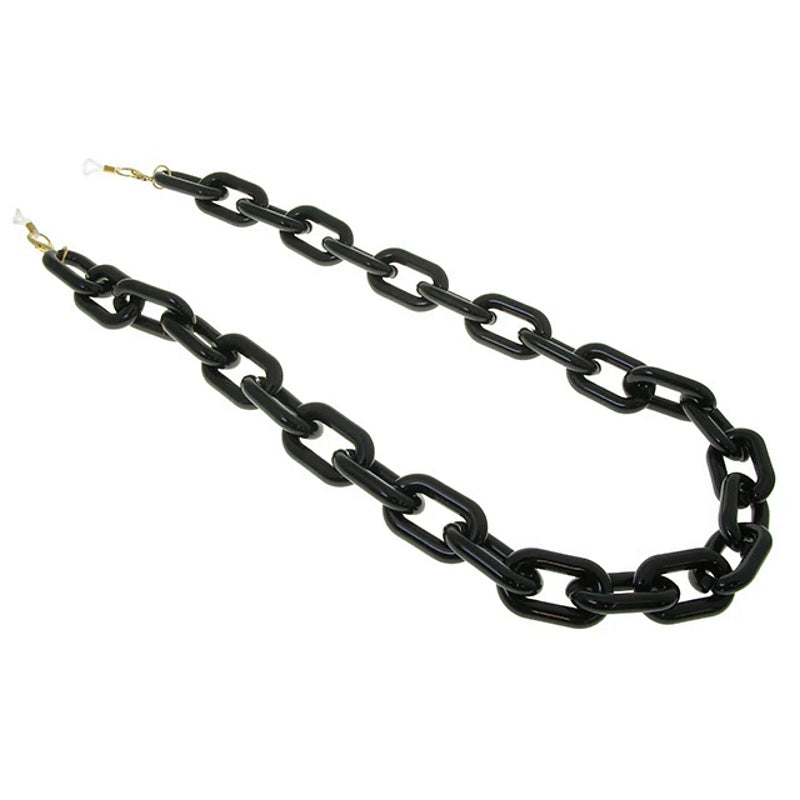 Goodlookers Glasses Chain Chunky Oval Shiny Black GX1065BLK