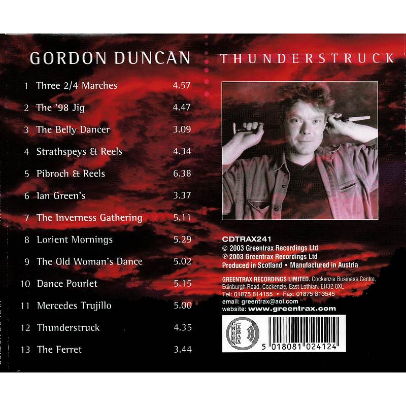 Gordon Duncan Thunderstruck CDTRAX241 rear
