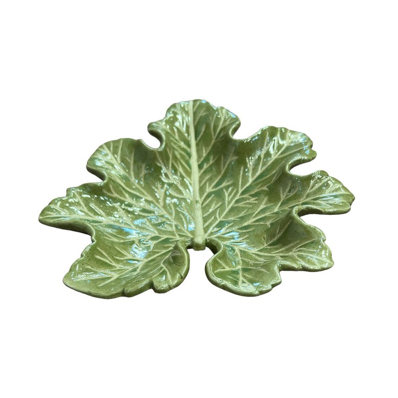 Green Earthenware Leaf Shape Dish small