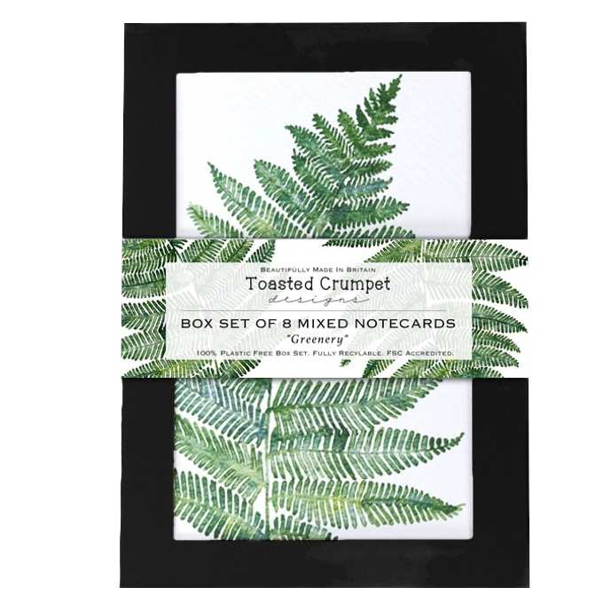 Greenery Notecards Mixed Box Of 8 BX06 front