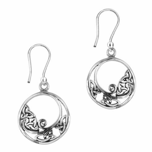 Hamilton & Young Jewellery Celtic Trinity Knots Silver Round Drop Earrings Carol HY9260