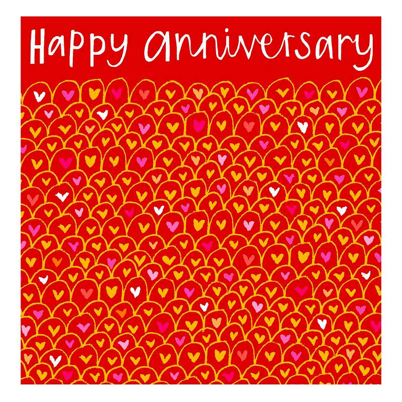 Happy Anniversary Red Foil Hearts Card AZ2517 front