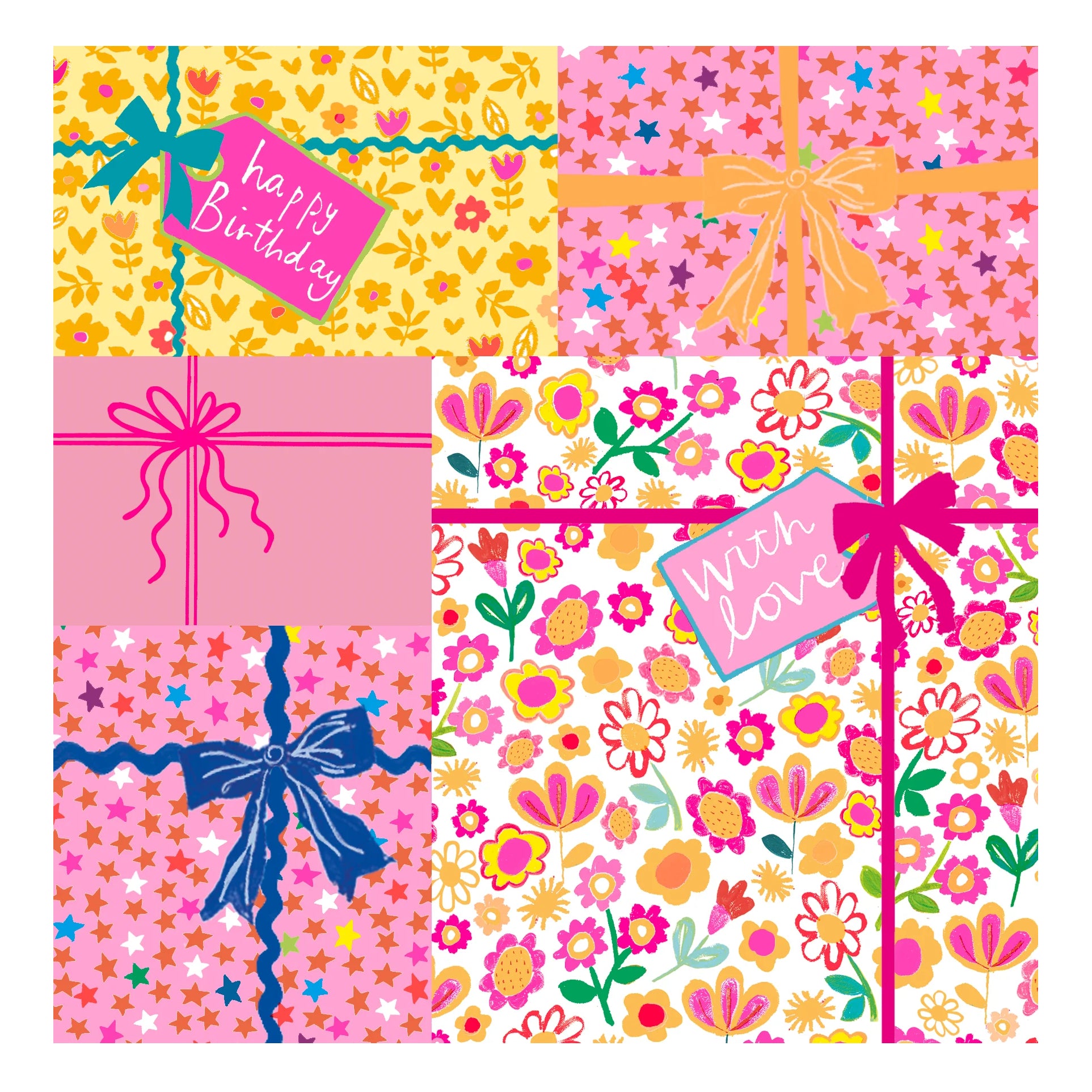 Happy Birthday With Love Multi Foil Presents Card AZ2521 front