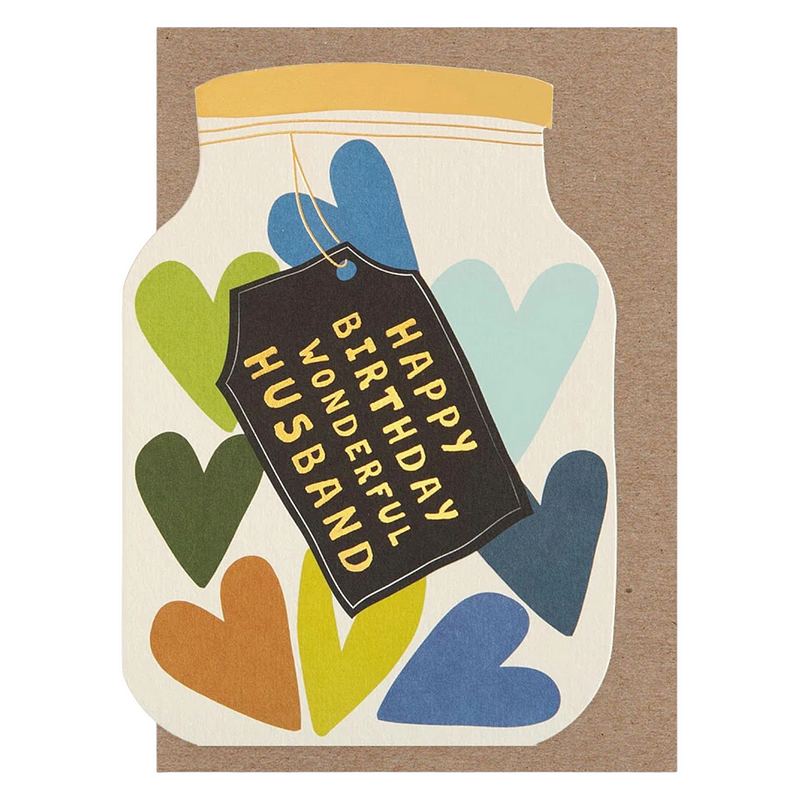 Happy Birthday Wonderful Husband Die-cut Jar Card LIT021 front