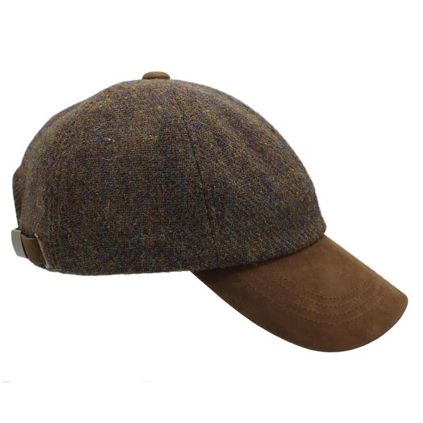 Heather Hats Glencairn Baseball Cap Harris Tweed Brown ZH016 main