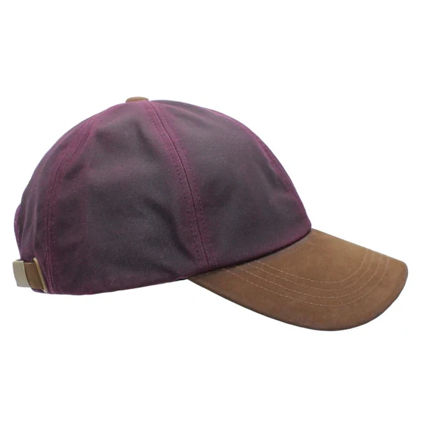Heather Hats Hamilton Wax Leather Peak Baseball Cap Merlot ZH009 main