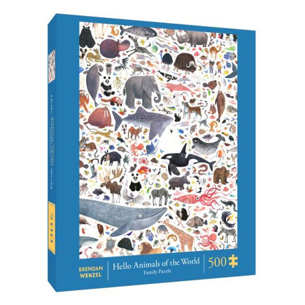 Hello Animals of the World 500 Piece Family Jigsaw Puzzle box front