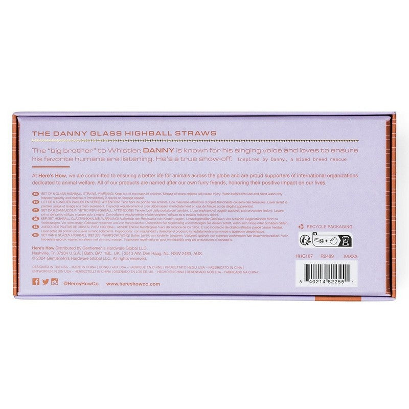 Here's How Dannie Glass Highball Straws HHC167 box rear