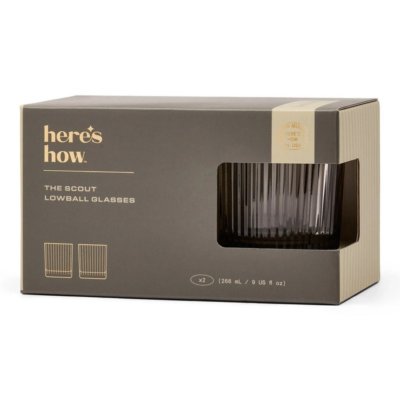  Here's How Scout Lowball Glasses Smoke Set of 2 HHC199 box front