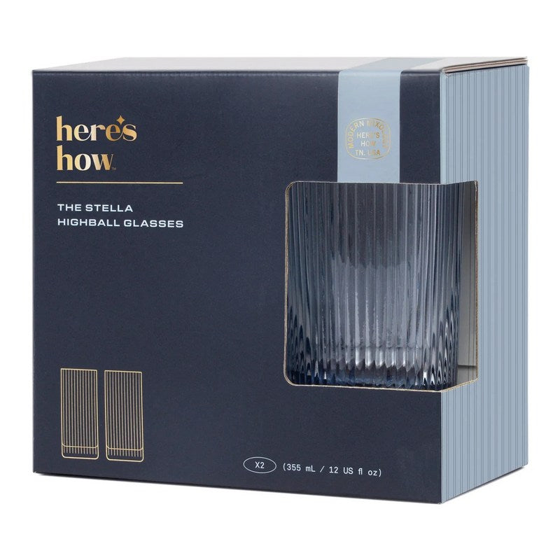 Here's How Stella Highball Glass Blue Set of 2 HHC103UK box front
