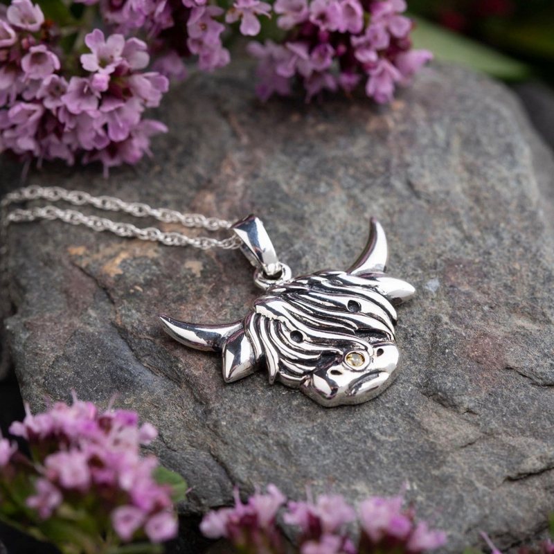 Highland Cow Pendant Necklace Sterling Silver lifestyle