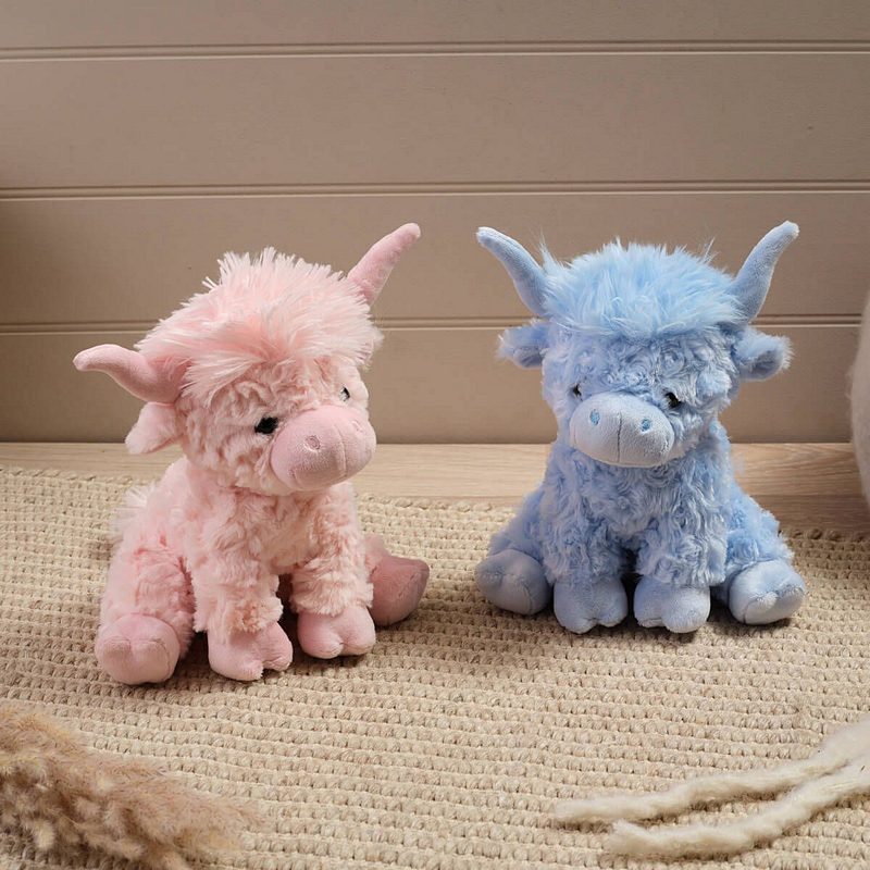 Highland Cow Plush Soft Toy 4PL170 Pink and Blue lifestyle