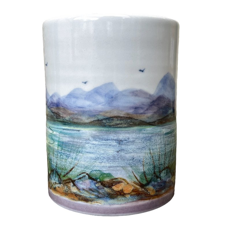 Highland Stoneware Landscape Utensil Holder 0858LS front 1