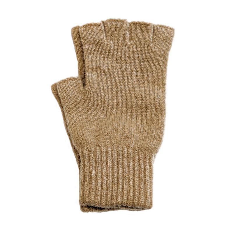 Old School Beauly Knitwear Highlander Fingerless Gloves Mouse Brown