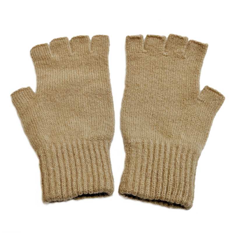 Old School Beauly Knitwear Highlander Fingerless Gloves Mouse Brown