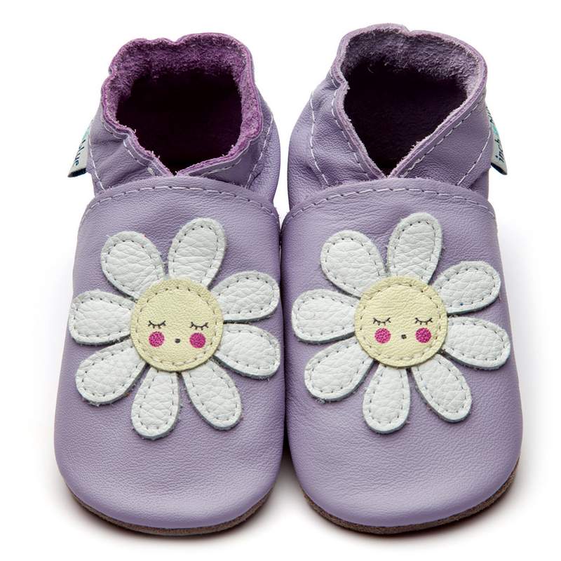 Inch Blue Dozy Daisy Lilac Baby Booties 4070 front